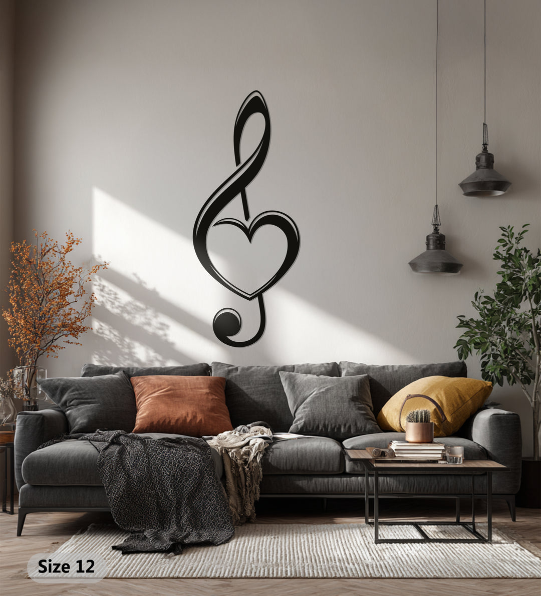 Heart Treble Clef Metal Wall Art – Musical Note Decor