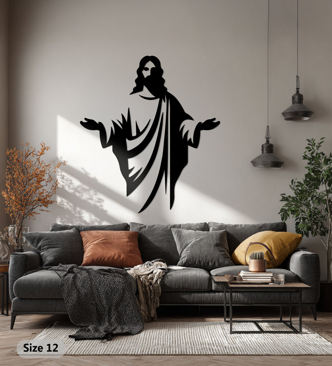 Golden Divine Grace Metal Wall Art – Spiritual Minimalist Silhouette Decor