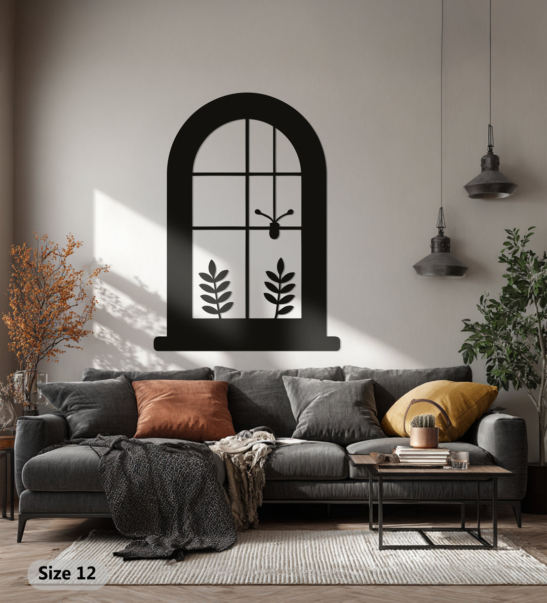 Window View Metal Wall Art – Botanical Silhouette Design