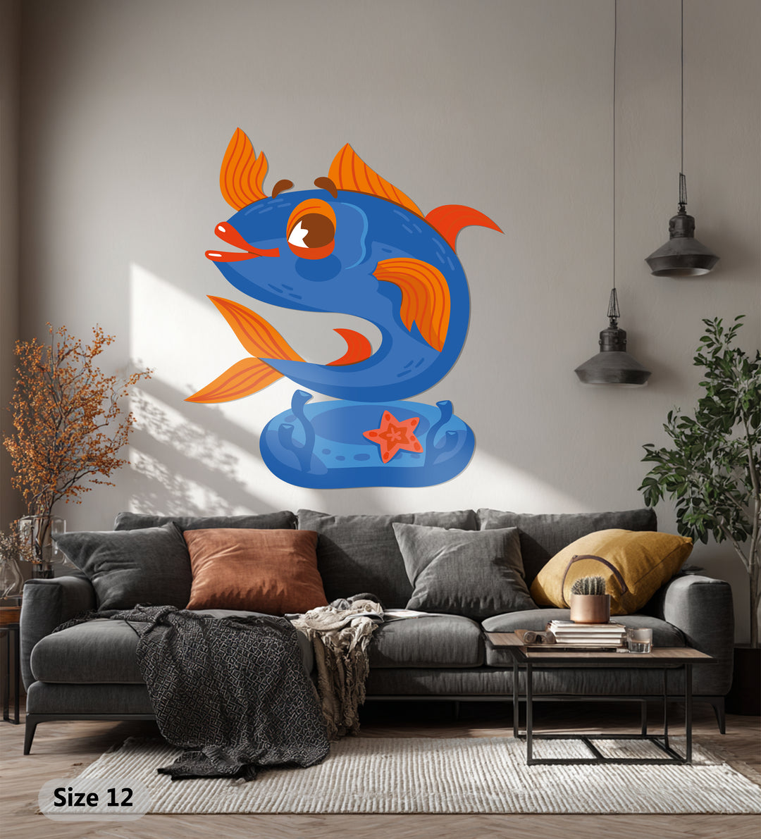 Playful Blue Fish Metal Wall Art – Vibrant Ocean-Inspired Home Decor