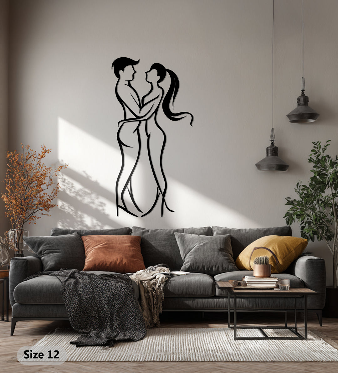 Embrace of Love Metal Wall Art – Minimalist Couple Silhouette Decor