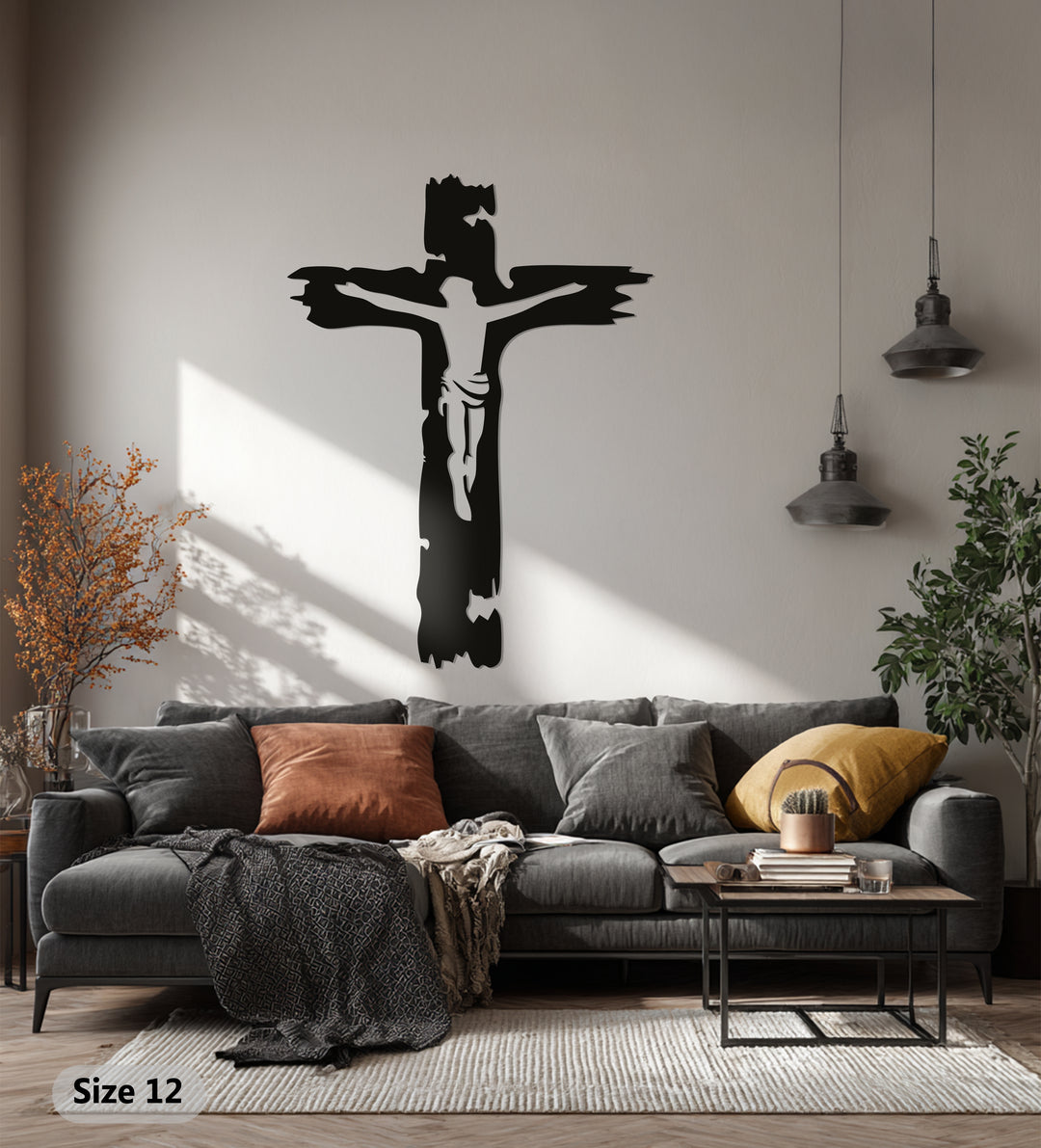 Jesus on Cross Metal Wall Art – Christian Crucifix Decor