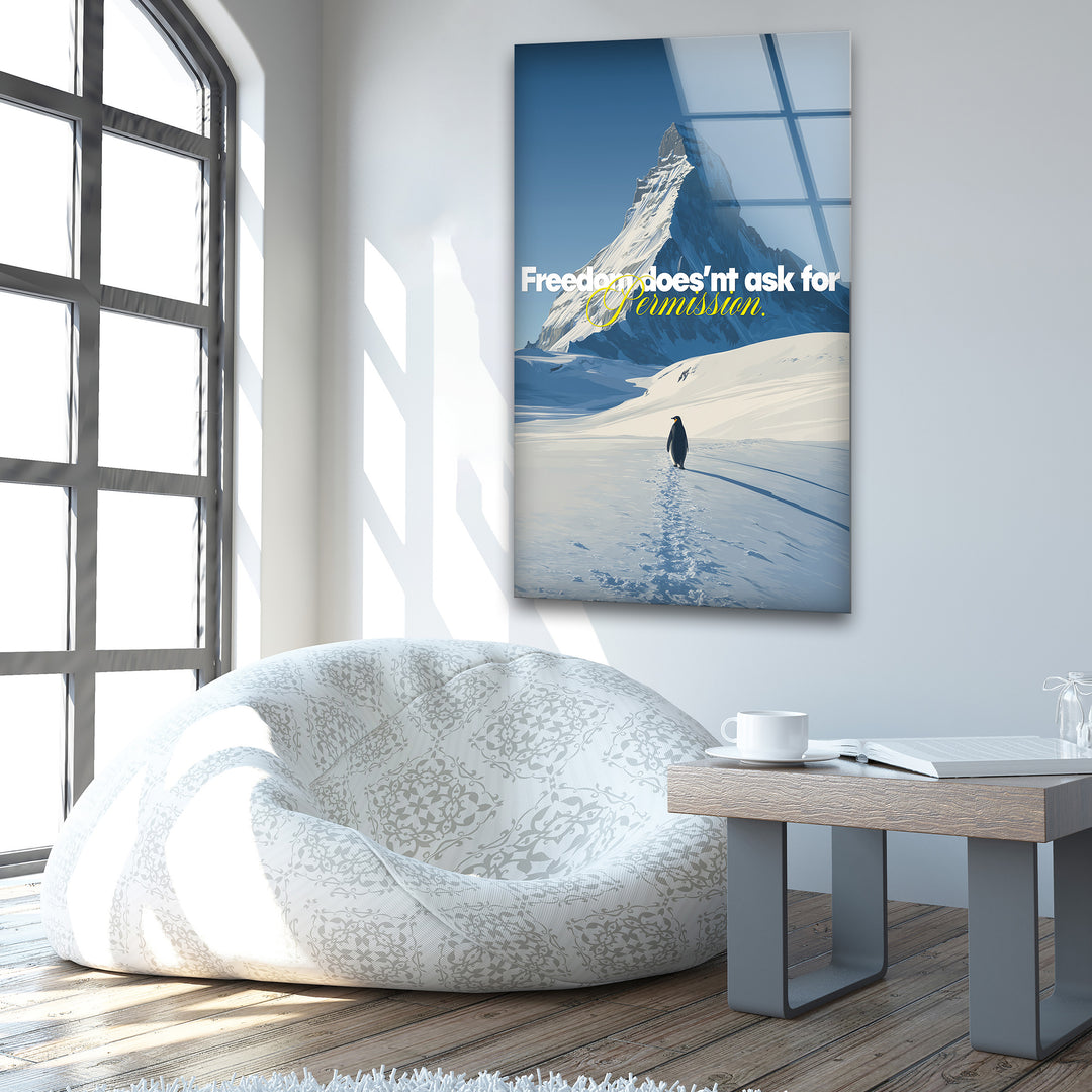Penguin polar landscape glass wall art