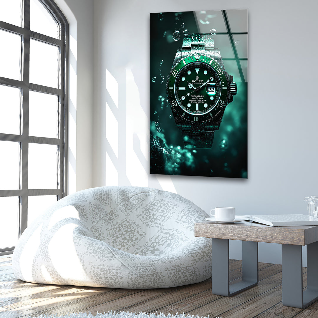 Orologio Rolex verde Quadri da Parete in Vetro