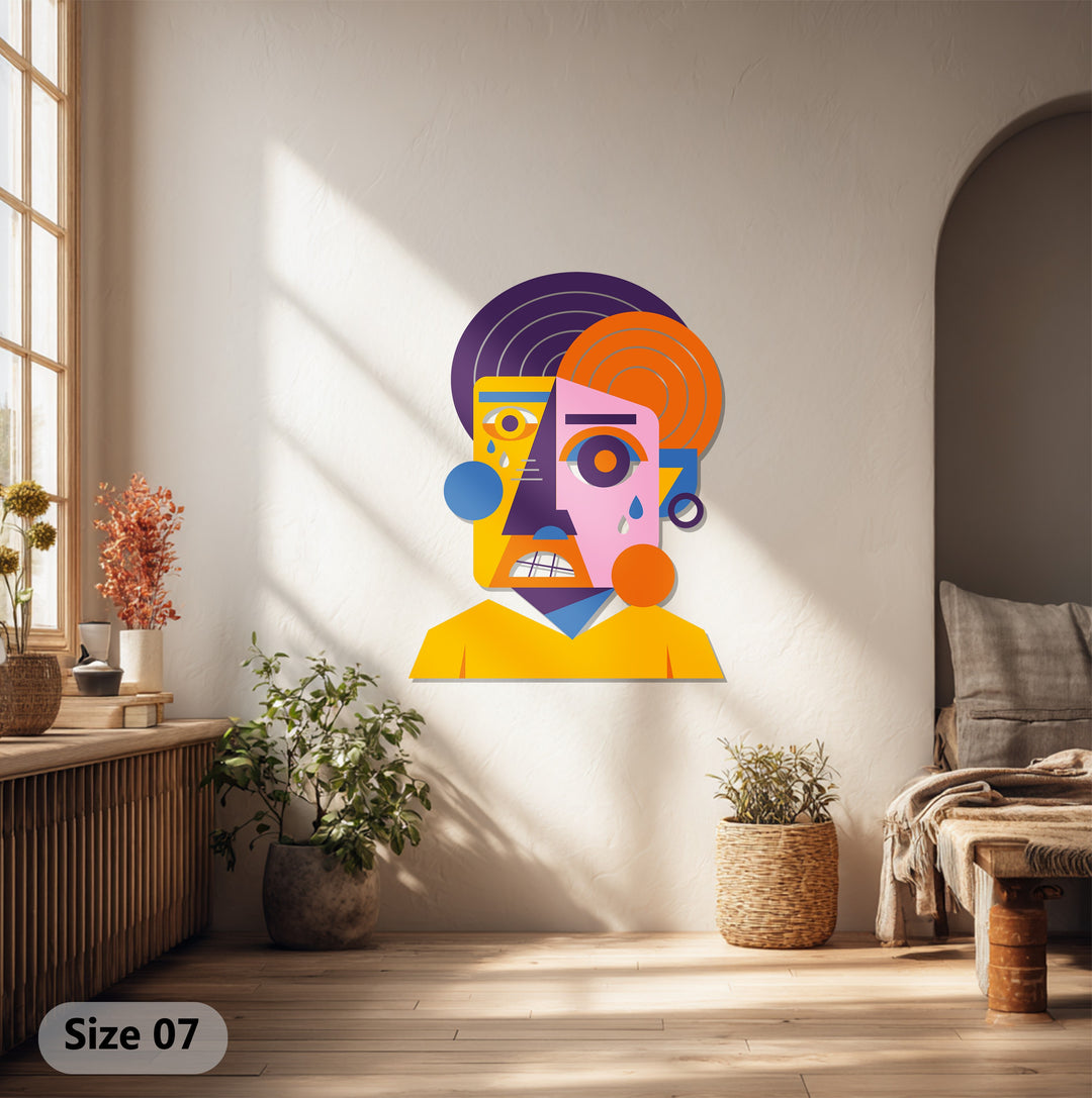 Colorful Abstract Face Metal Wall Art – Cubist Home Decor