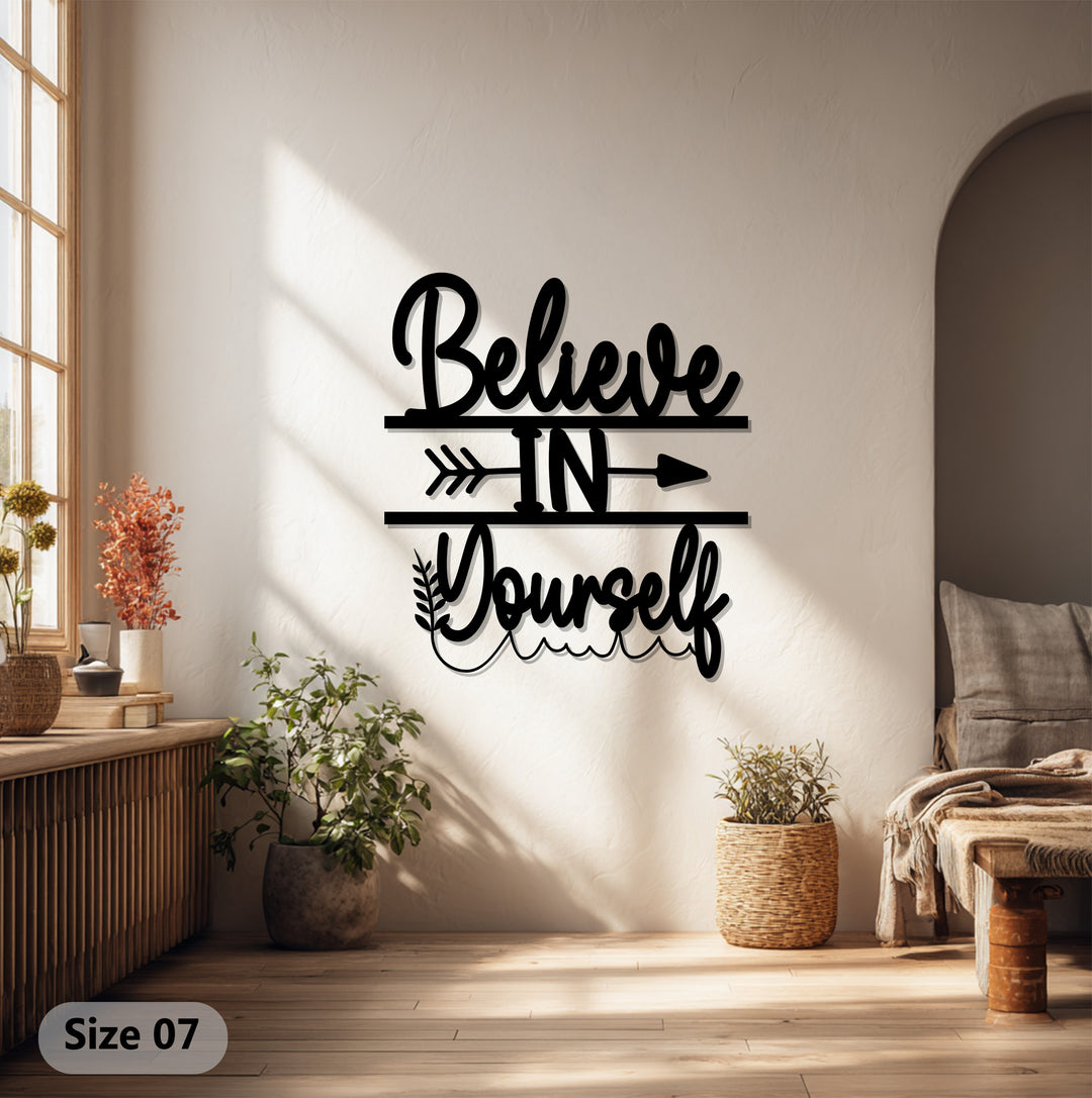 Believe in Yourself Metal Wall Art – Inspirational Quote Wall Decor