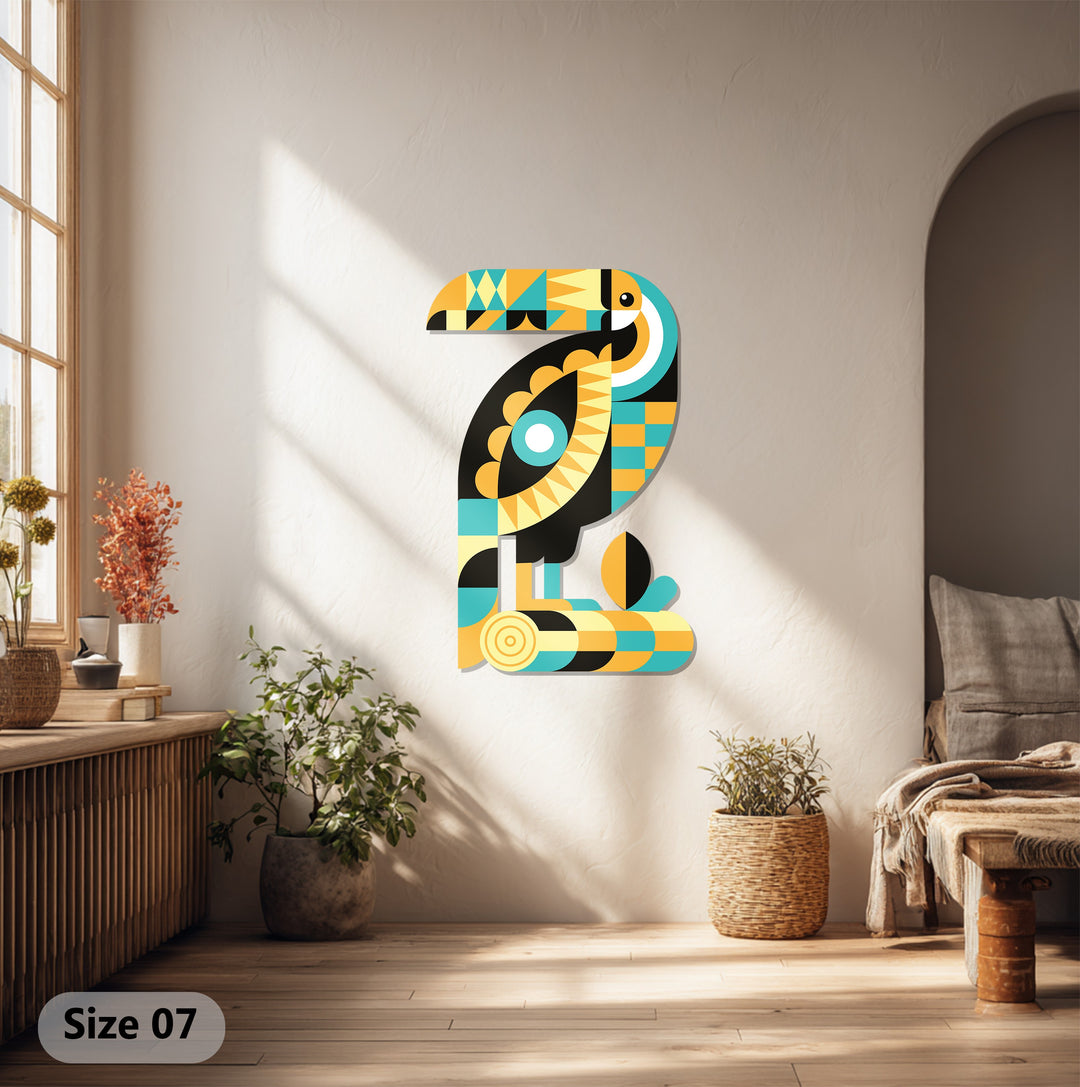 Geometric Toucan Metal Wall Art – Modern Tropical Decor