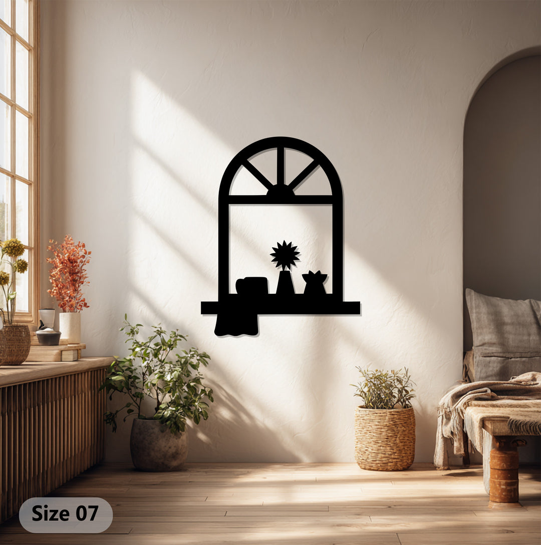 Cozy Window Frame Metal Wall Art – Modern Home Decor