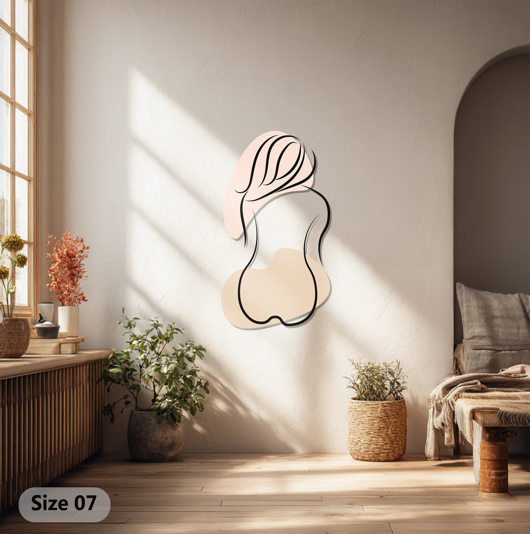Minimalist Female Silhouette Metal Wall Art – Elegant Line Art Home Decor
