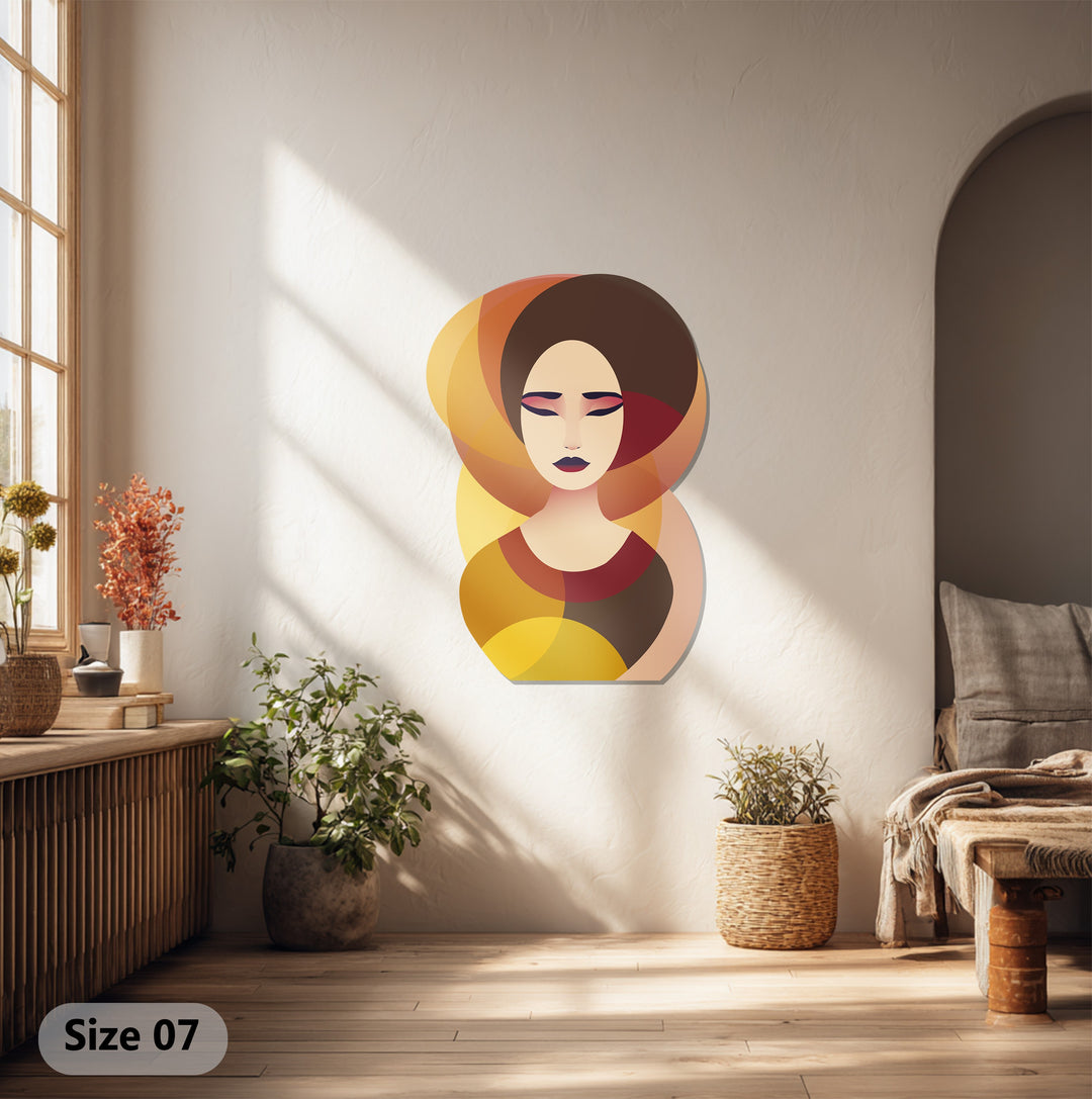 Serene Woman Face Metal Wall Art – Elegant Abstract Portrait Home Decor