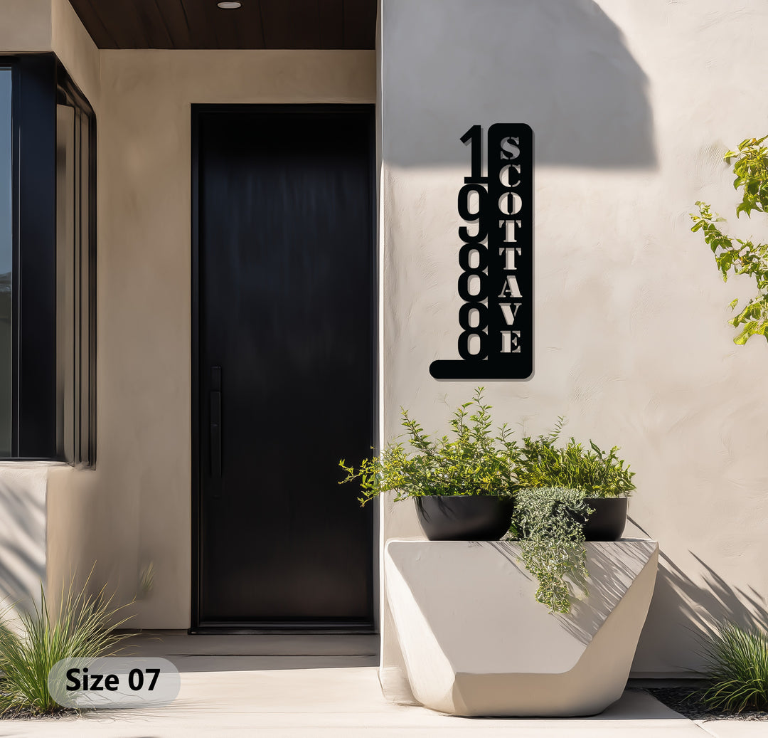 Custom metal family name vertical address sign