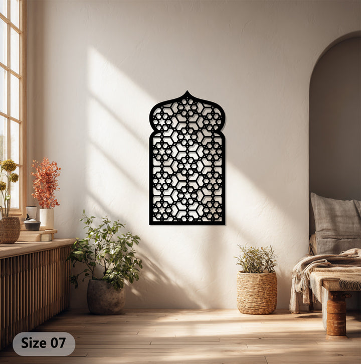 Islamic geometric arch metal wall hanging