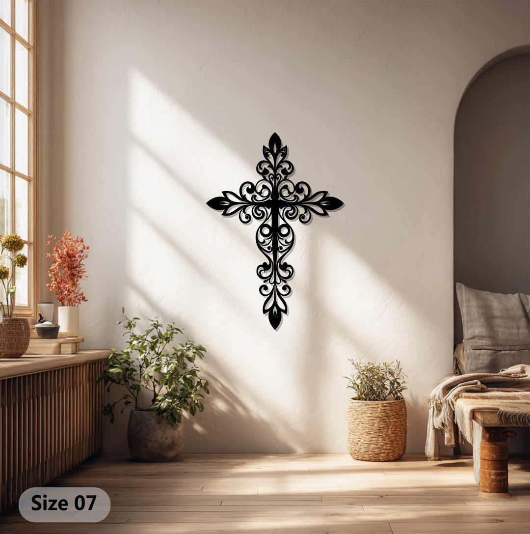 Black Christian cross wall art design