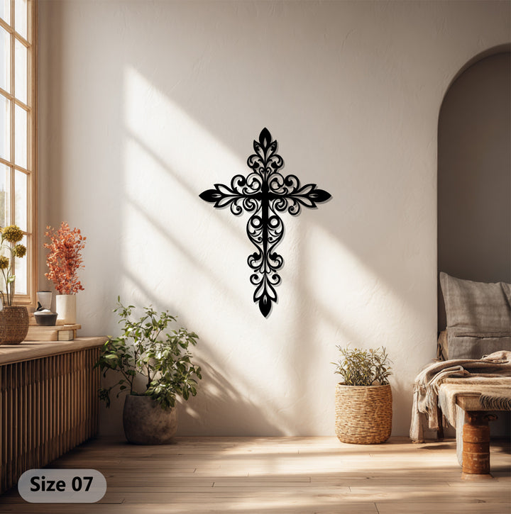 Black Christian cross wall art design