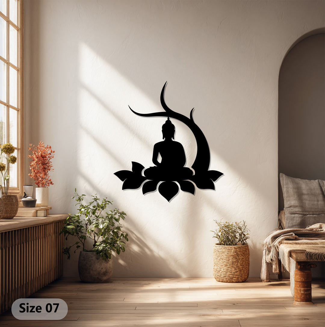 Lotus Buddha Metal Wall Art – Meditative Silhouette Décor