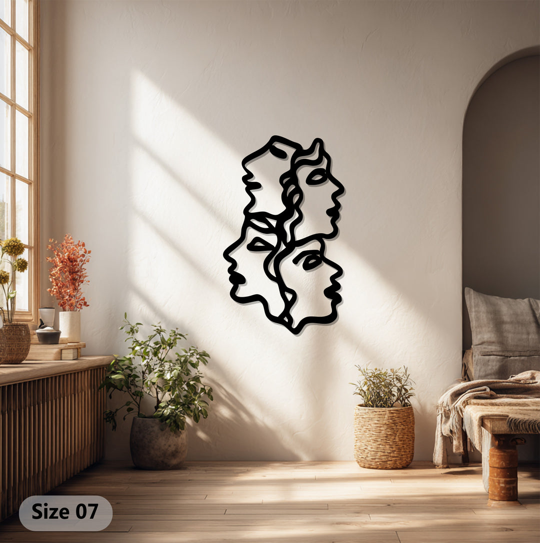 Unity of Faces – Modern Minimalist Line Art Metal Wall Décor