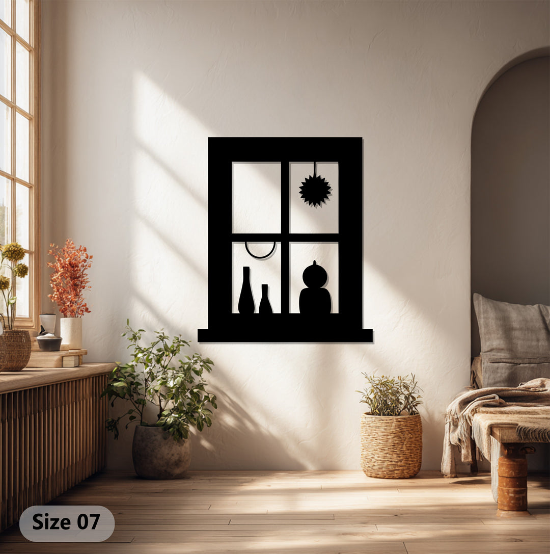 Square Window Metal Wall Art – Modern Silhouette Home Decor