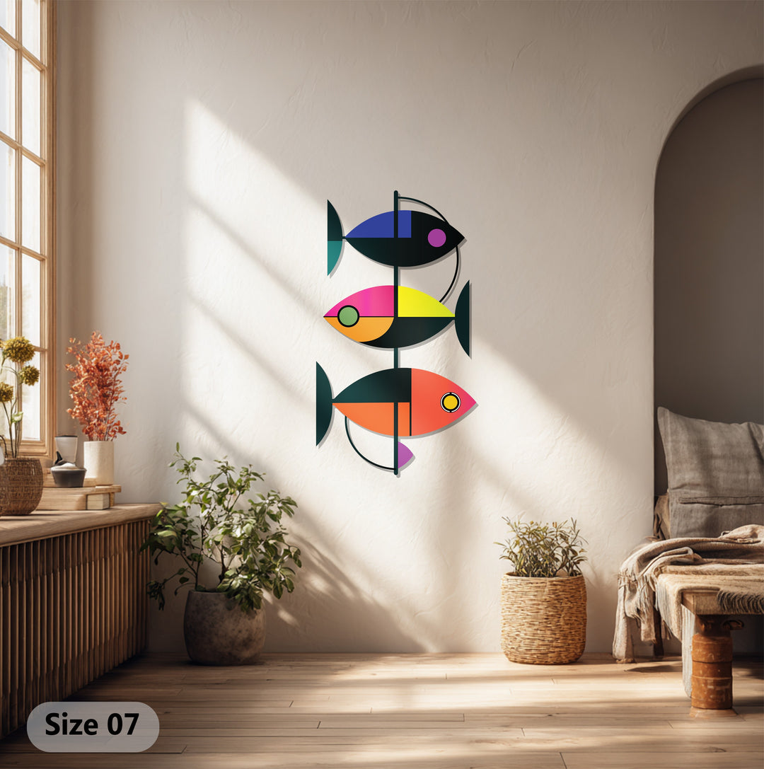 Geometric Fish Metal Wall Art – Modern Abstract Ocean-Inspired Decor