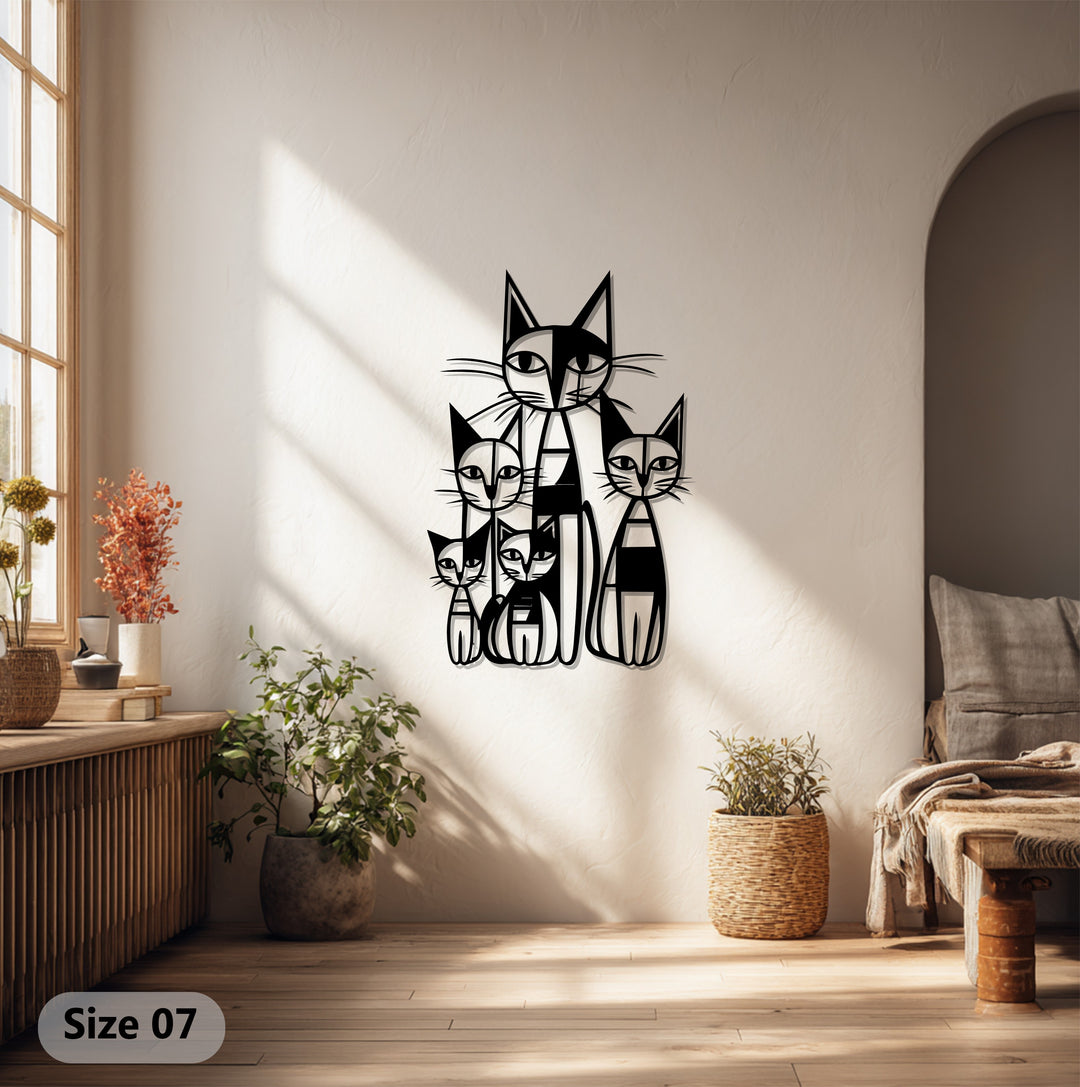 Abstract Cat Family – Modern Metal Wall Art