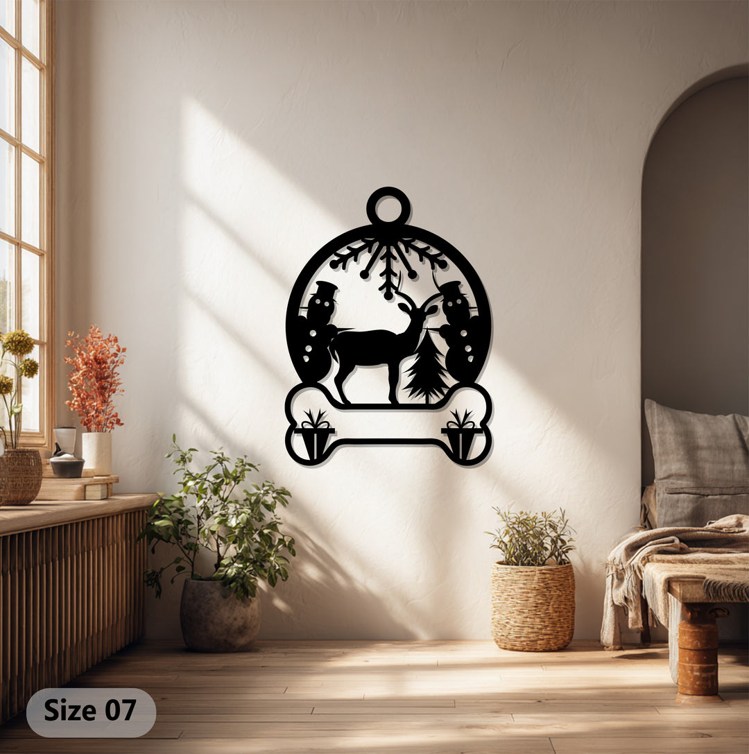 Snowland Serenity – Reindeer & Snowman Metal Wall Art