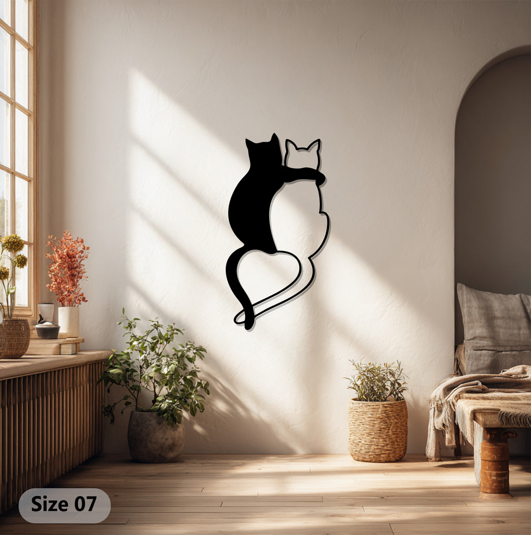 Loving Cats Silhouette – Minimalist Metal Wall Art
