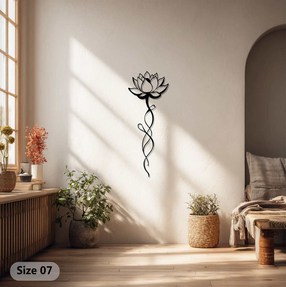 Elegant Lotus Metal Wall Art – Minimalist Floral Symbol of Harmony