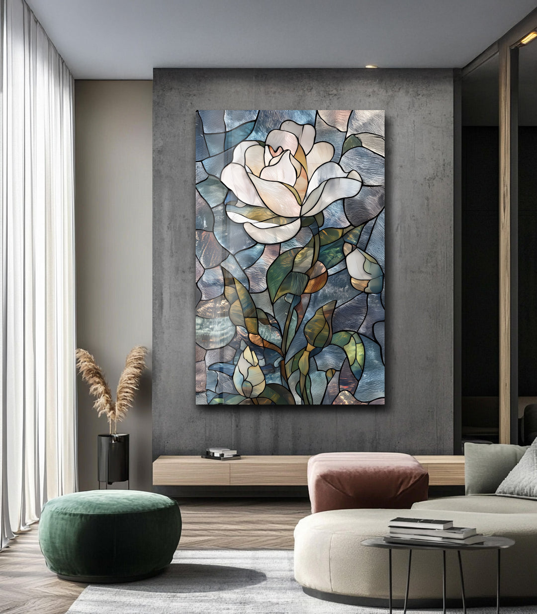 Whispers of the Bloom – Stained Glass Wall Art