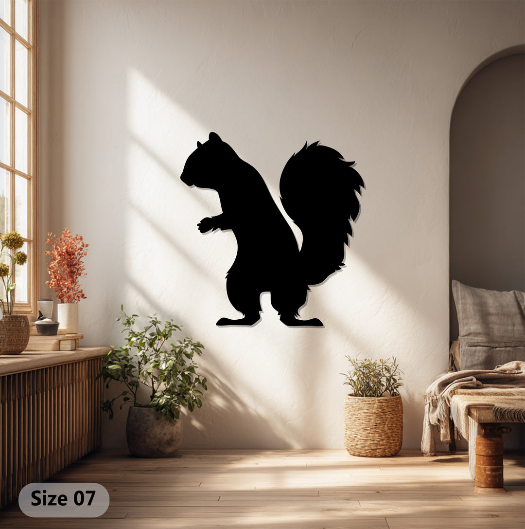 Squirrel Metal Wall Art – Woodland Animal Silhouette Décor