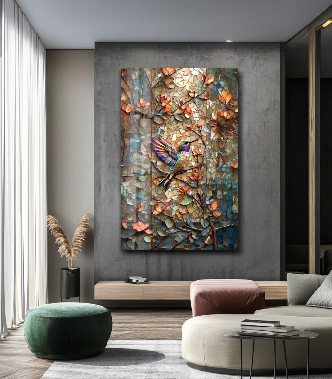 Radiant Hummingbird – Stained Glass Wall Art