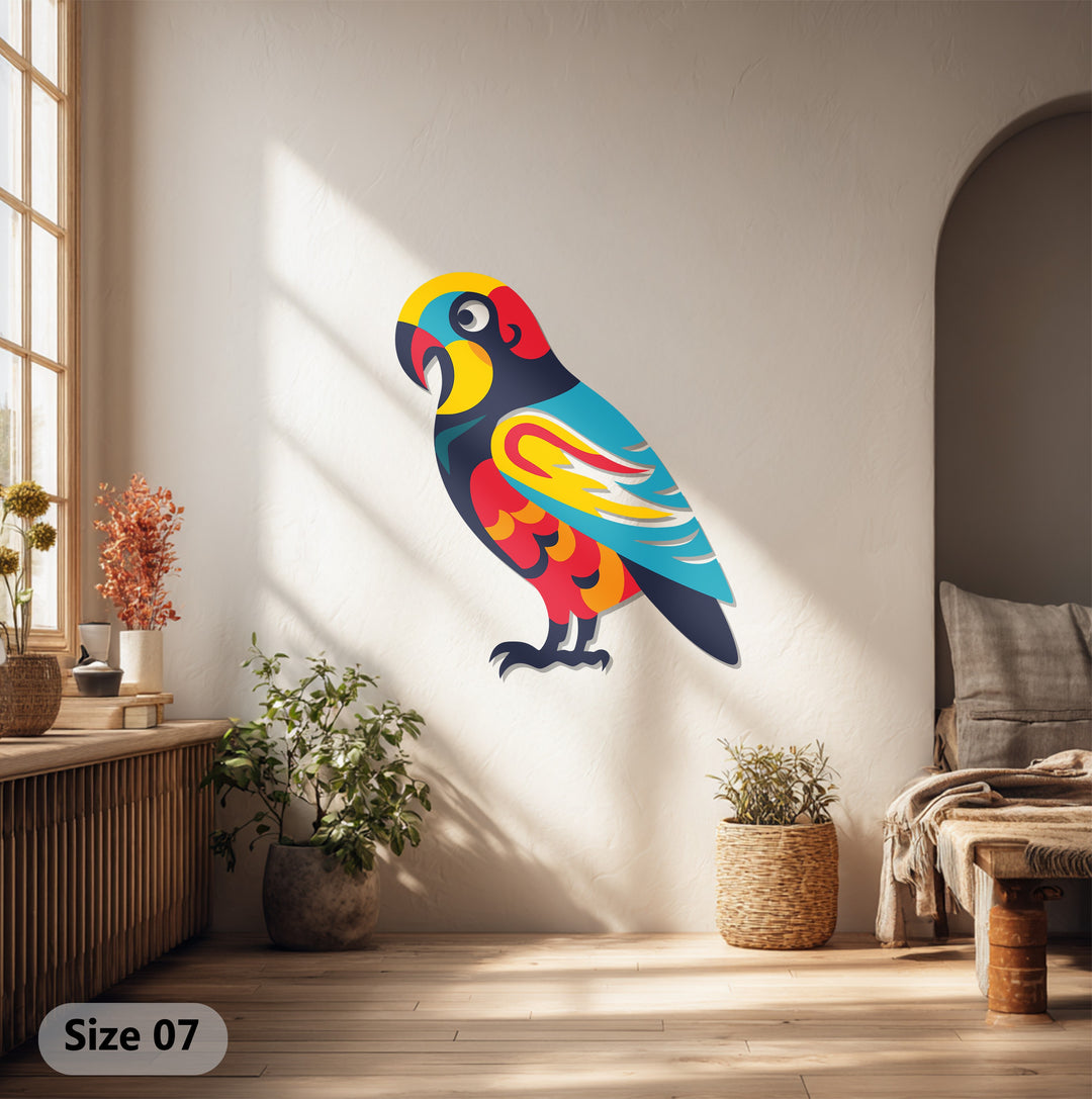 Vibrant Parrot Metal Wall Art – Colorful Tropical Bird Home Decor