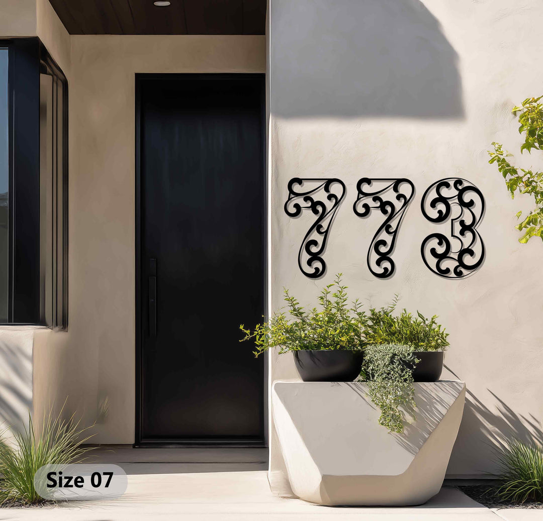 Artistic metal house numbers exterior wall