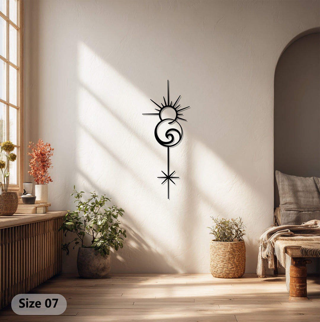 Celestial Energy Spiral – Modern Boho Metal Wall Art