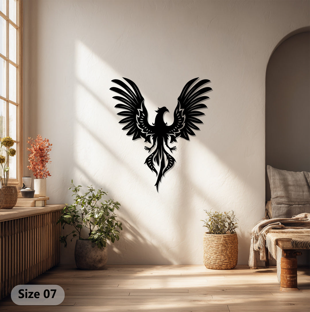 Tribal Phoenix Metal Wall Art – Symbol of Fire, Strength & Rebirth