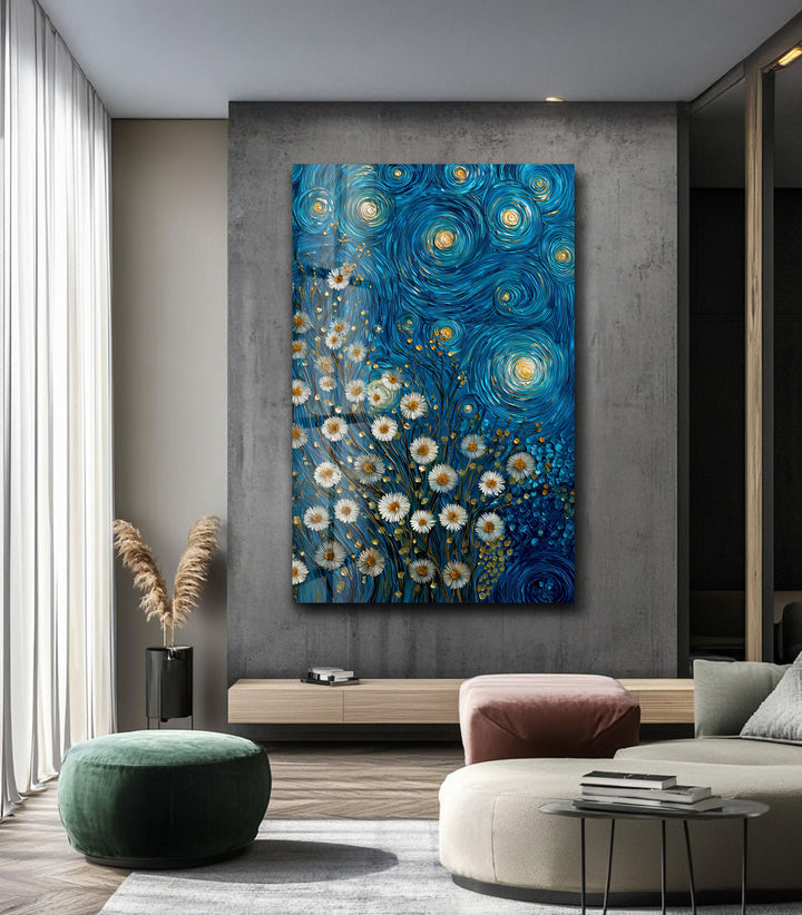 Starry Blossoms – Glass Wall Art