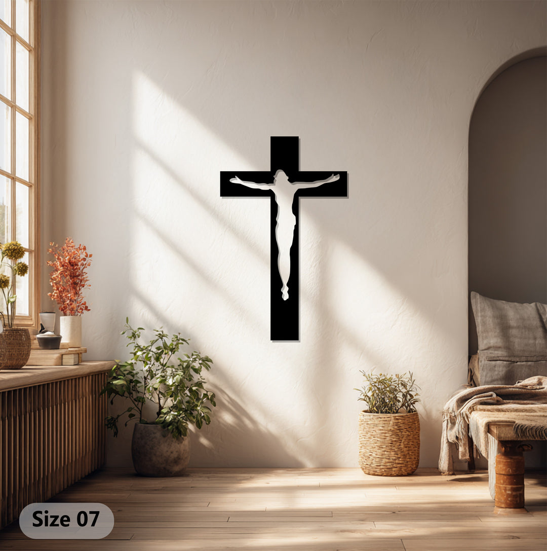 انعكاس إلهي – صليب بسيط فن جداري معدني