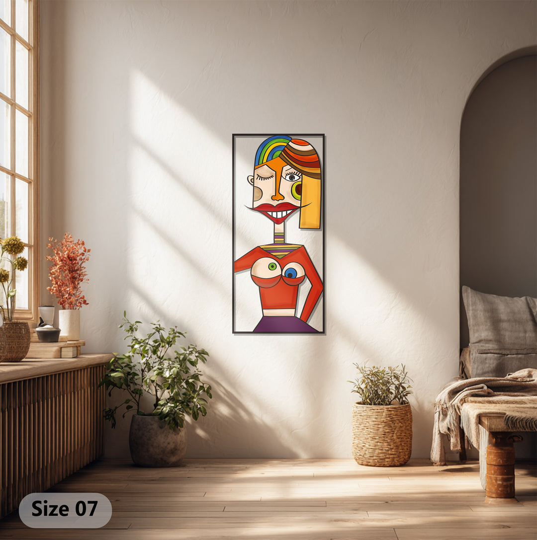 Abstract Woman Metal Wall Art – Picasso Inspired Colorful Decor