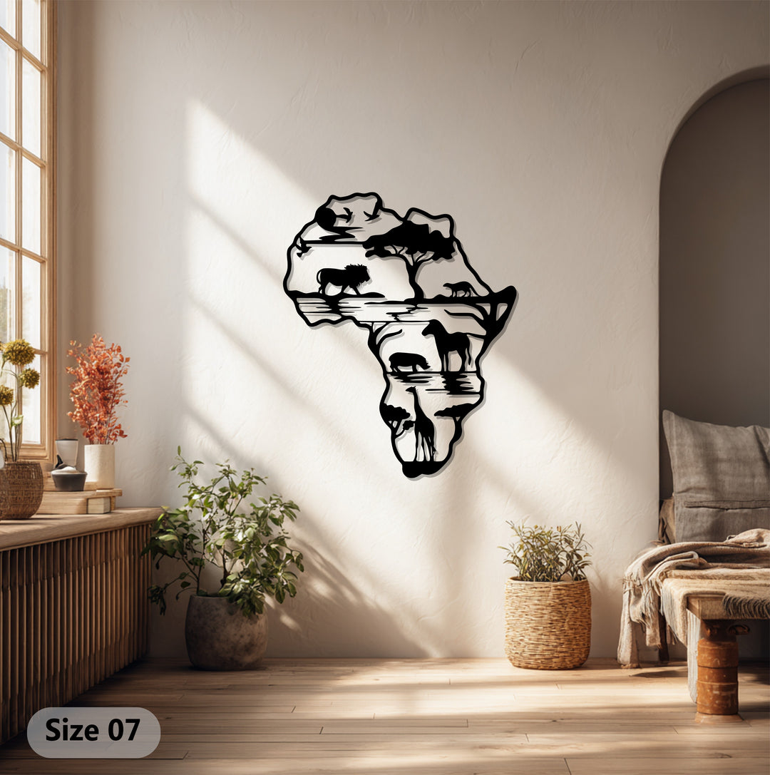 African Wilderness – Safari Silhouette Metal Wall Art