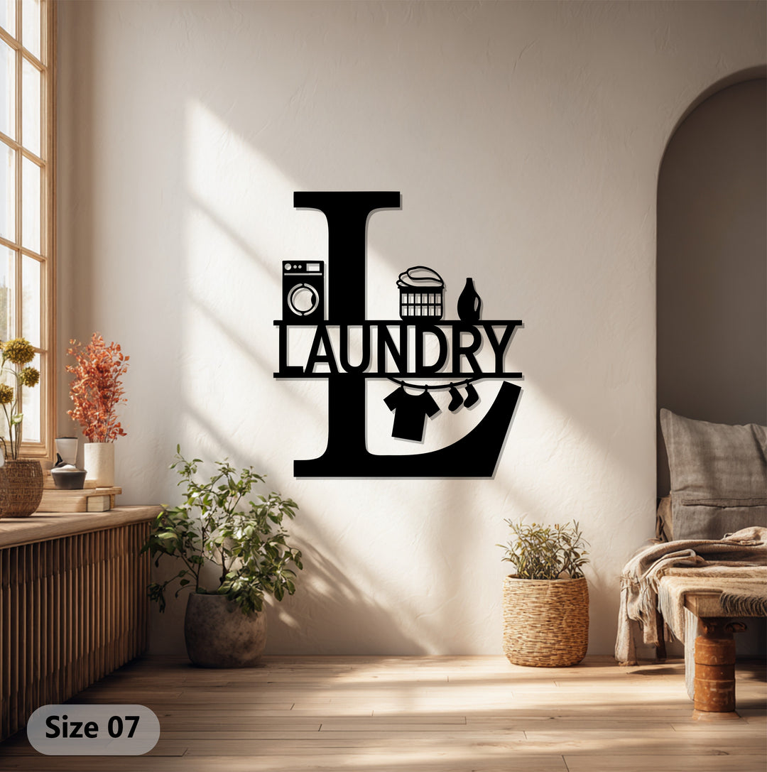Laundry Room Metal Wall Art – Modern Black Home Decor