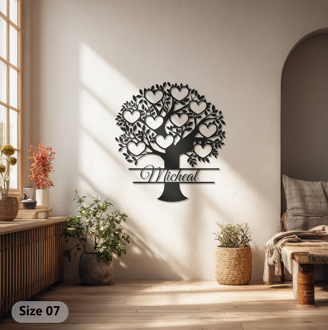 Personalized Family Tree – Custom Name Metal Wall Art