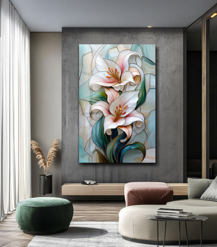 Opaline Grace – Elegant Floral Glass Wall Art