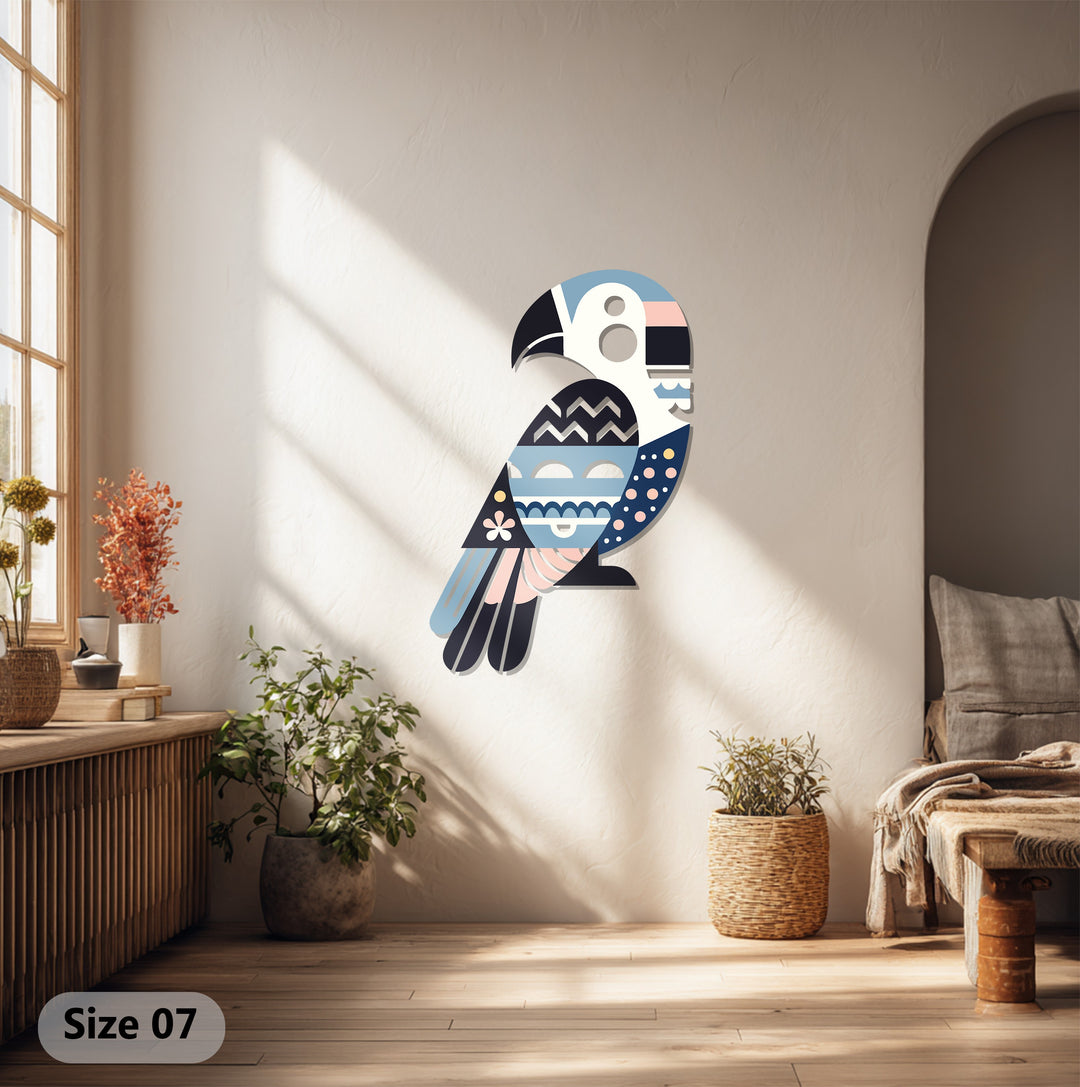 Geometric Parrot Metal Wall Art – Modern Bird-Inspired Home Decor