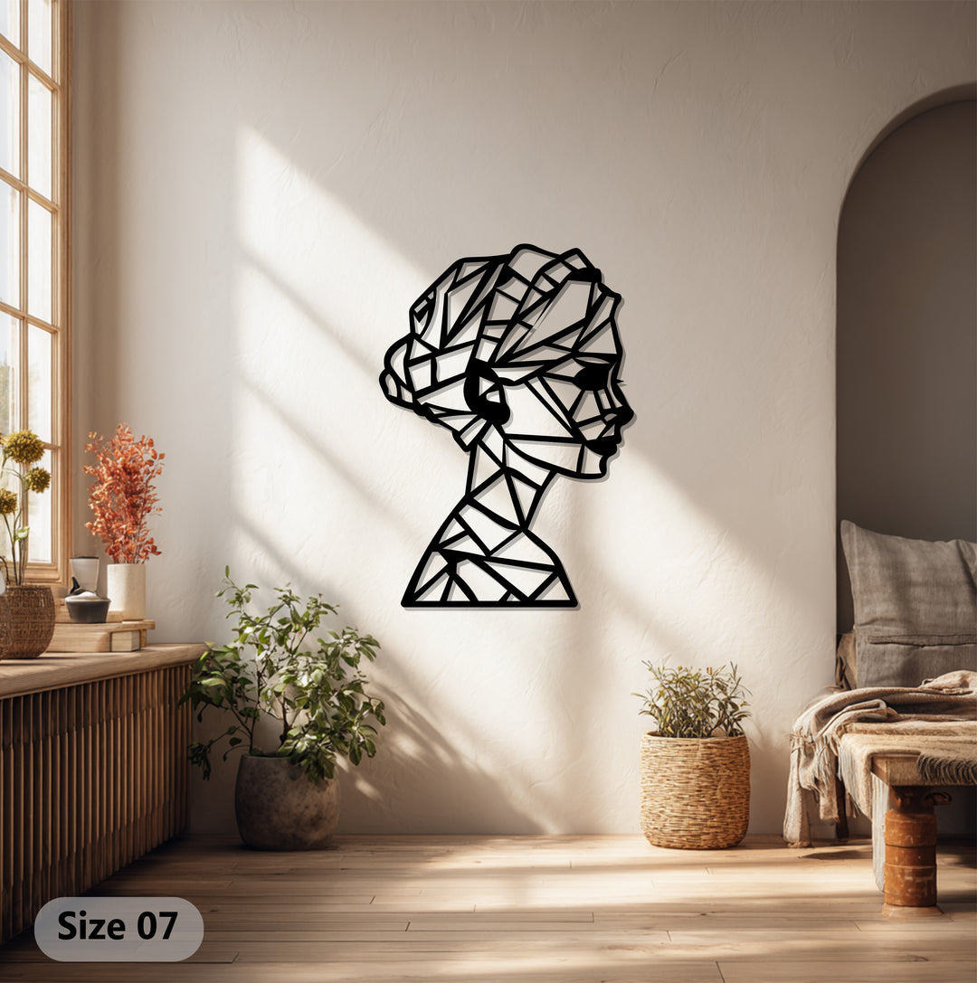 Geometric Lady Silhouette – Modern Abstract Metal Wall Art