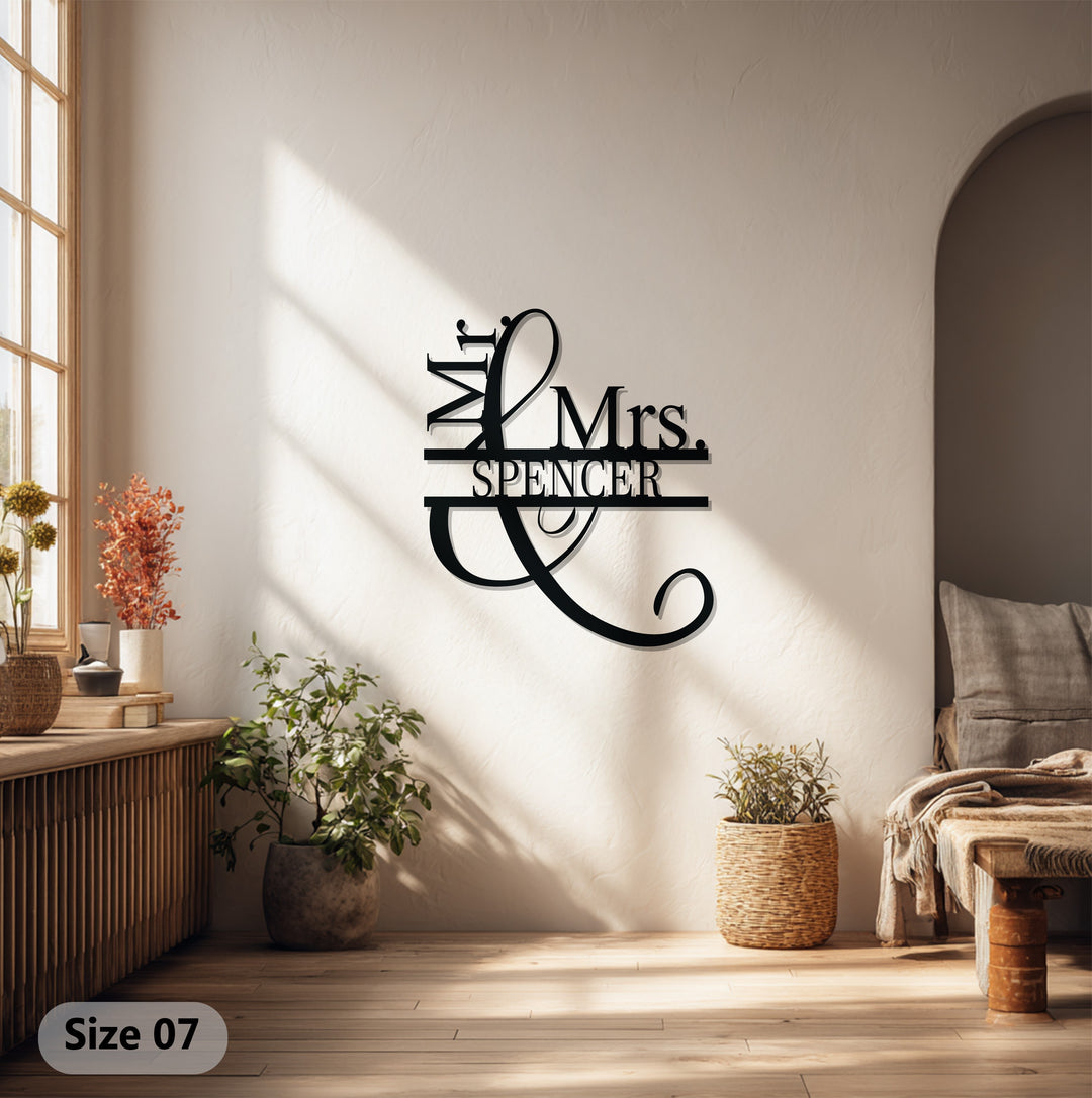 Mr. & Mrs. Brooks – Personalized Couple Name Metal Wall Art