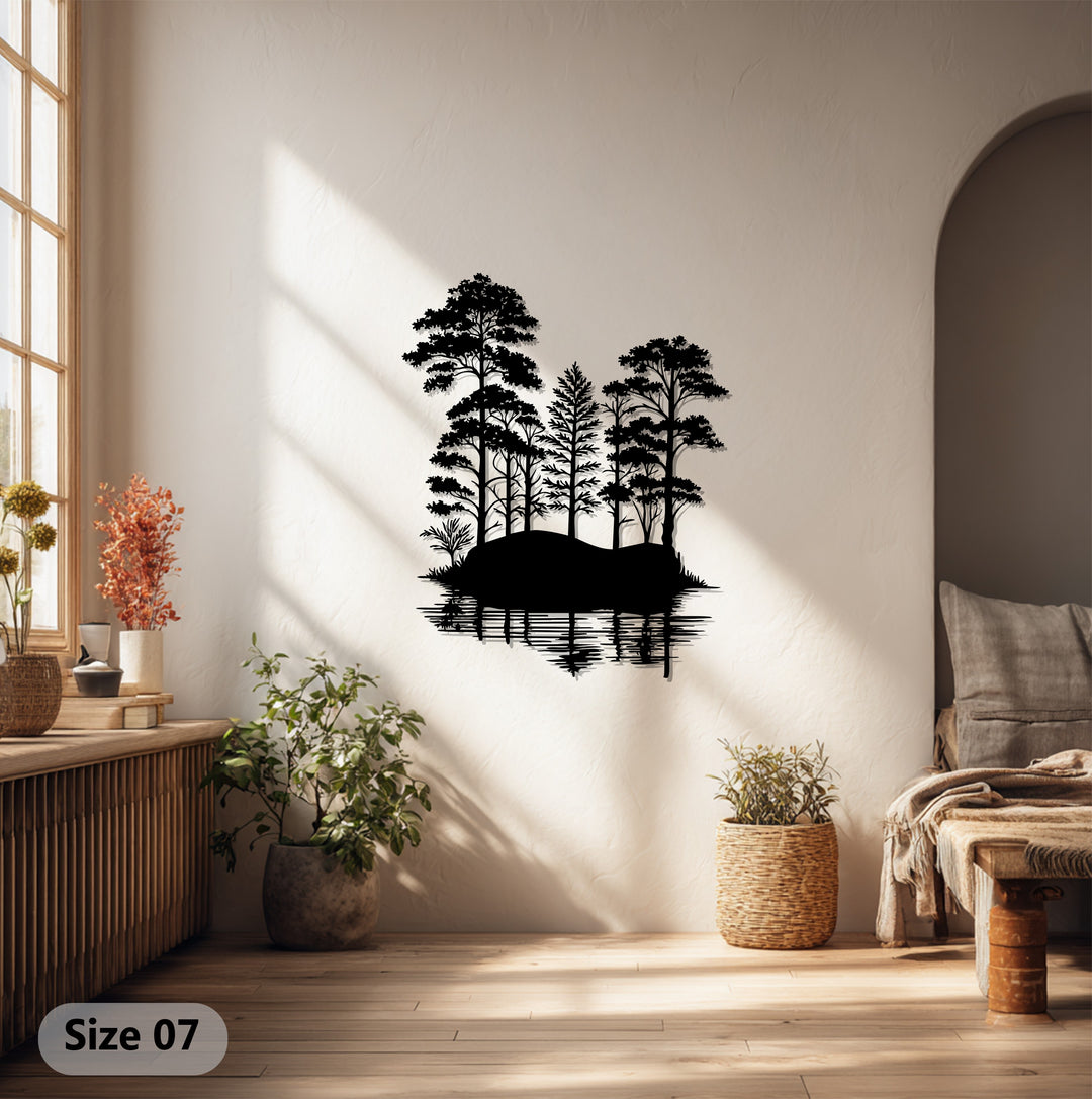 Tranquil Forest Reflection – Nature Landscape Metal Wall Art
