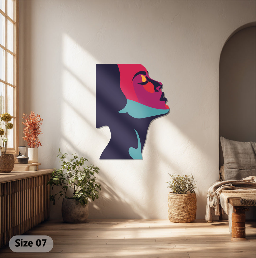 Abstract Woman Silhouette Metal Wall Art – Modern Colorful Decor
