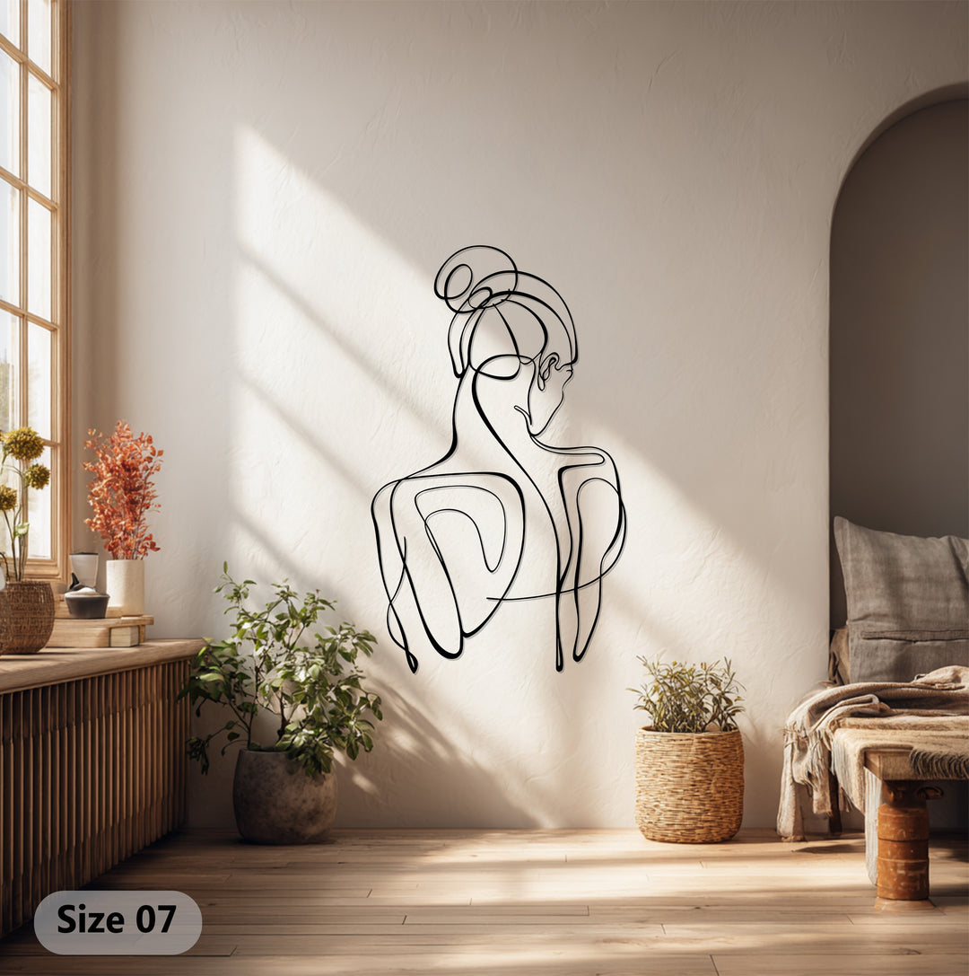 Abstract Woman Metal Wall Art – Minimalist Line Silhouette