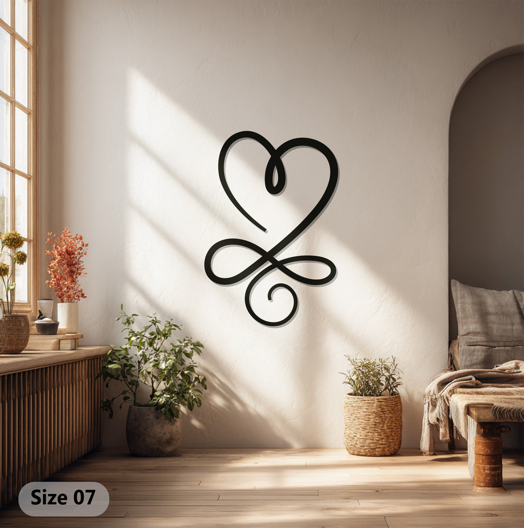 Eternal Love Heart – Minimalist Infinity Metal Wall Art