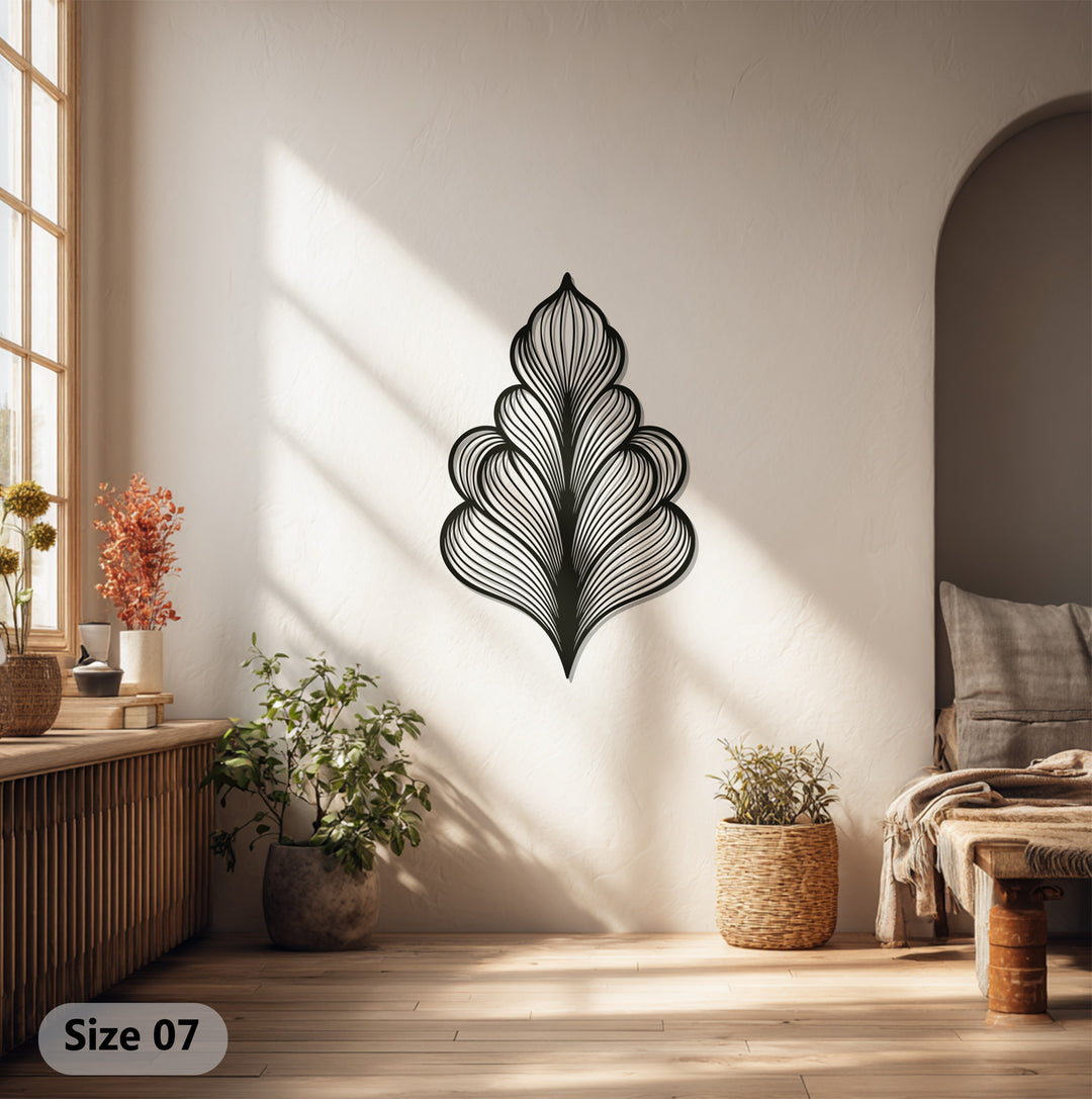 Layered Leaf Metal Wall Art – Black Botanical Wall Sculpture