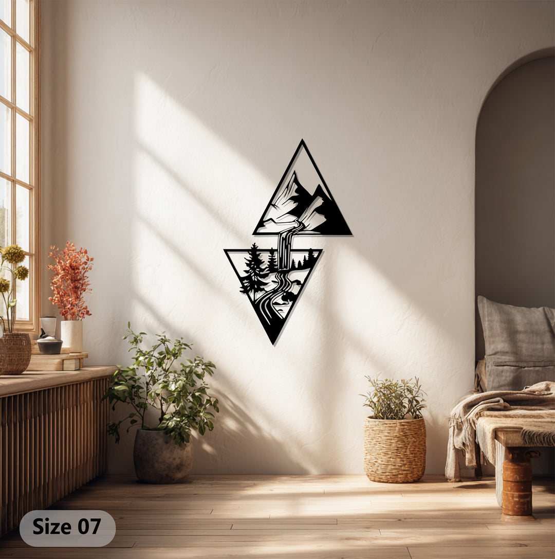 Mountain Cascade Metal Wall Art – Nature-Inspired Modern Home Decor