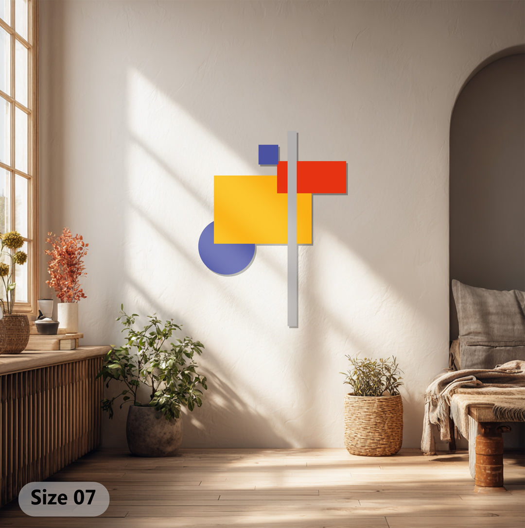 Modern Geometric Abstract Metal Wall Art – Color Block Home Decor